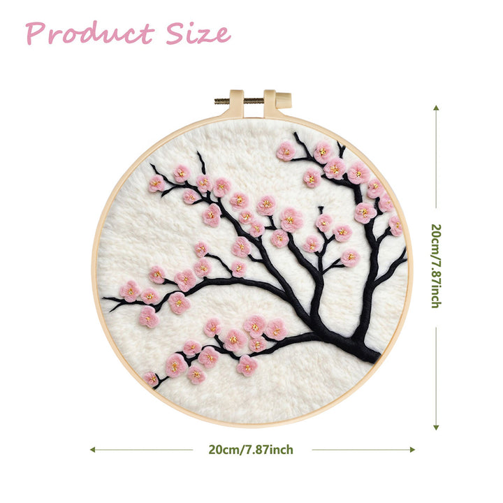 Pink Plum Blossom Branches Wool Needle Felting Painting Kit