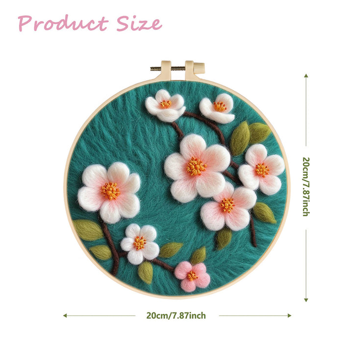 Pale Pink Cherry Blossoms Wool Needle Felting Painting Kit