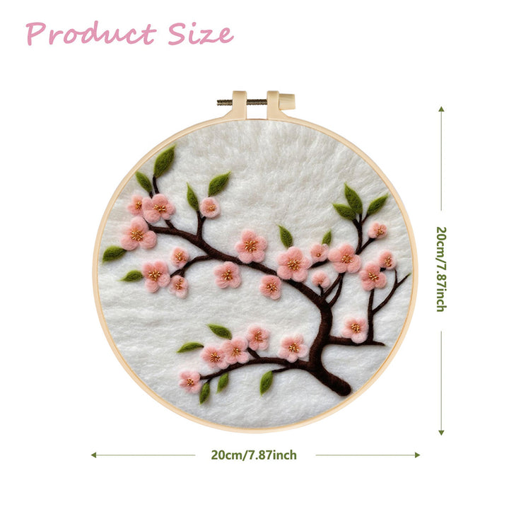 Pink Flower Branches Wool Needle Felting Painting Kit