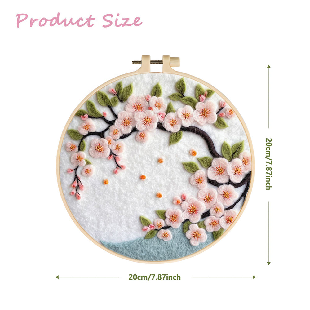 Blooming Pink Peach Blossoms Wool Needle Felting Painting Kit