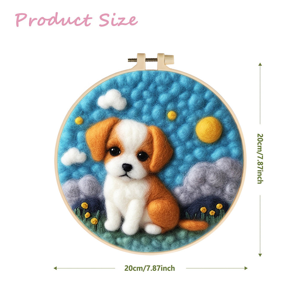 A Little Puppy on the Grass Wool Needle Felting Painting Kit