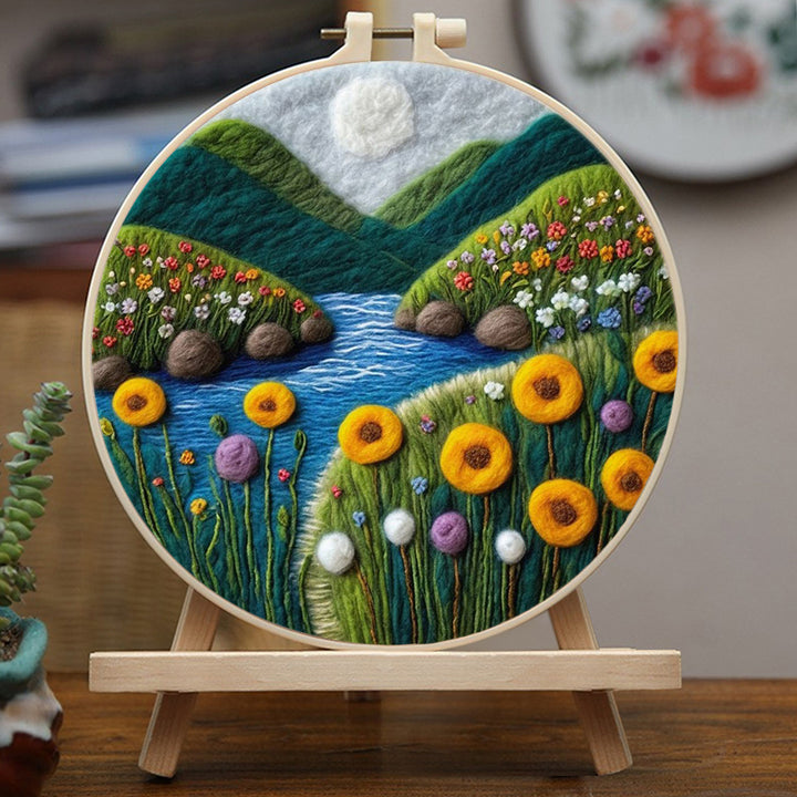 Mountain Streams and Dandelions Wool Needle Felting Painting Kit