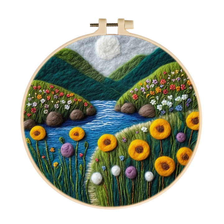 Mountain Streams and Dandelions Wool Needle Felting Painting Kit