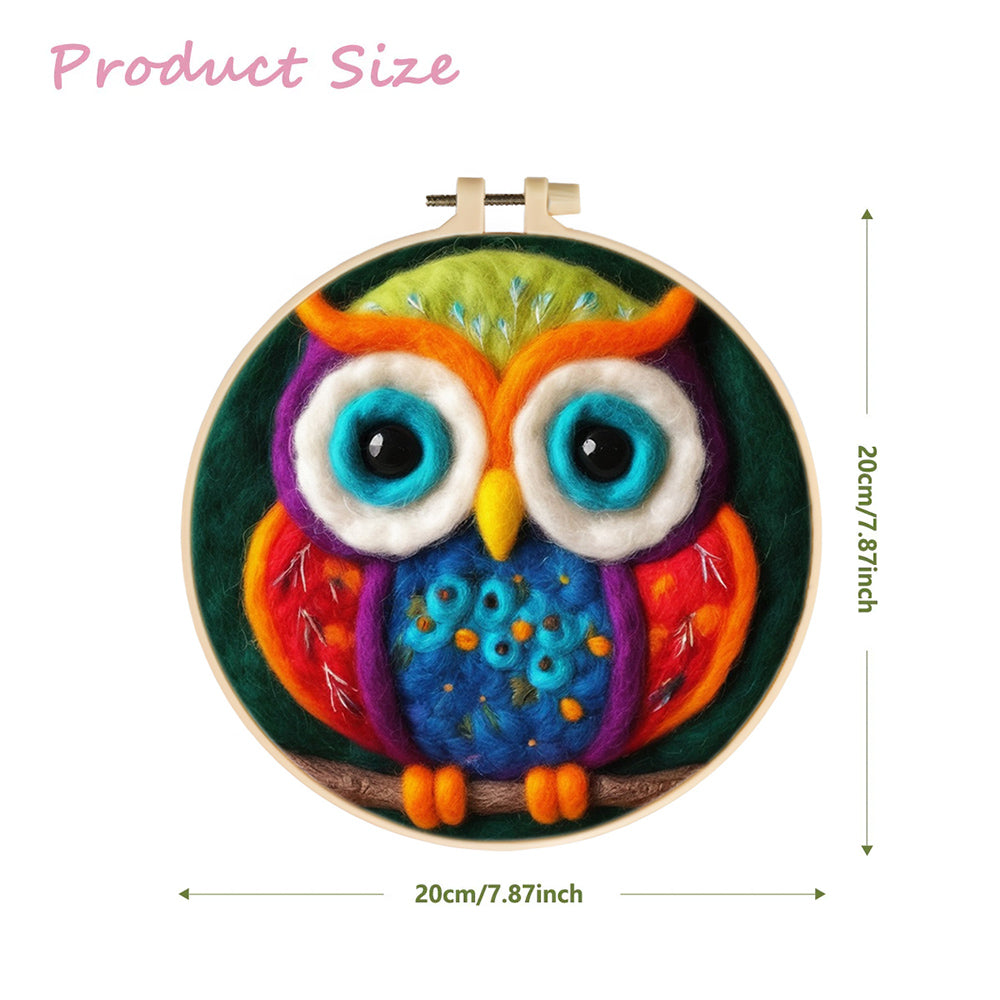 A Colorful Owl at Rest Wool Needle Felting Painting Kit