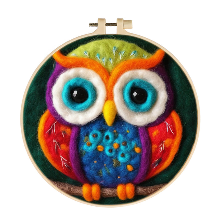 A Colorful Owl at Rest Wool Needle Felting Painting Kit