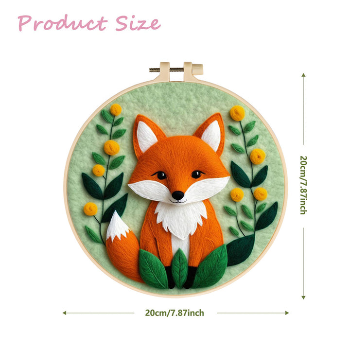 Firefox and Green Plants Wool Needle Felting Painting Kit