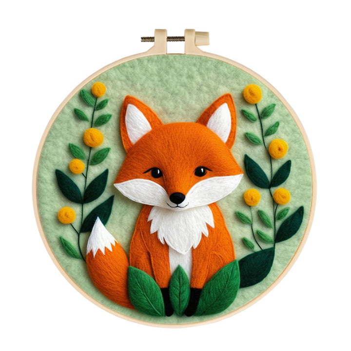 Firefox and Green Plants Wool Needle Felting Painting Kit