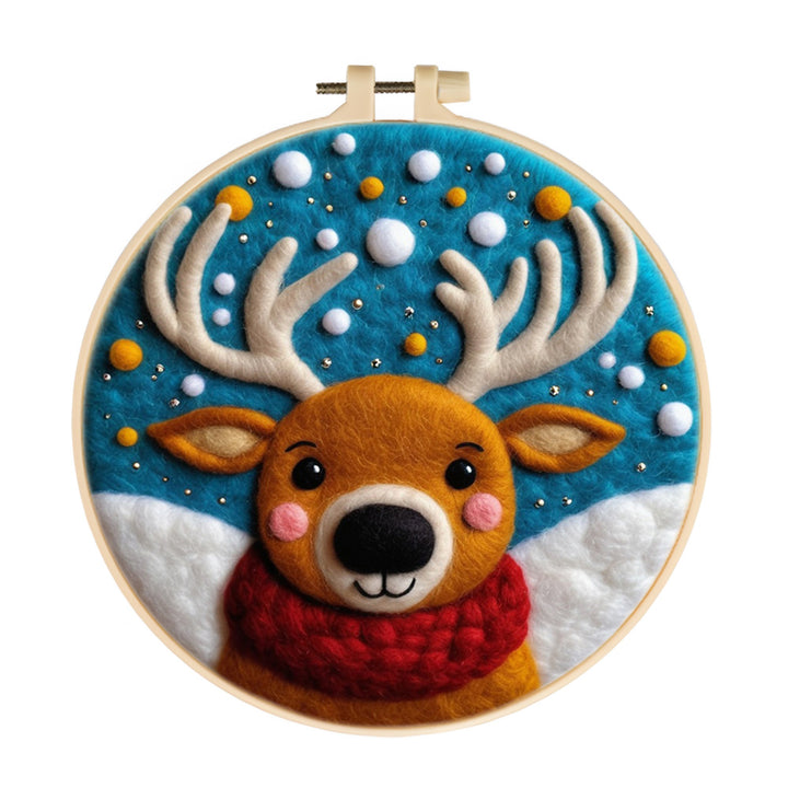 Cute Deer Head Wool Needle Felting Painting Kit