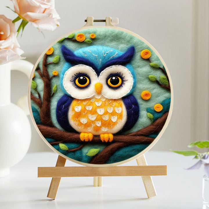 The Owl in the Forest Wool Needle Felting Painting Kit