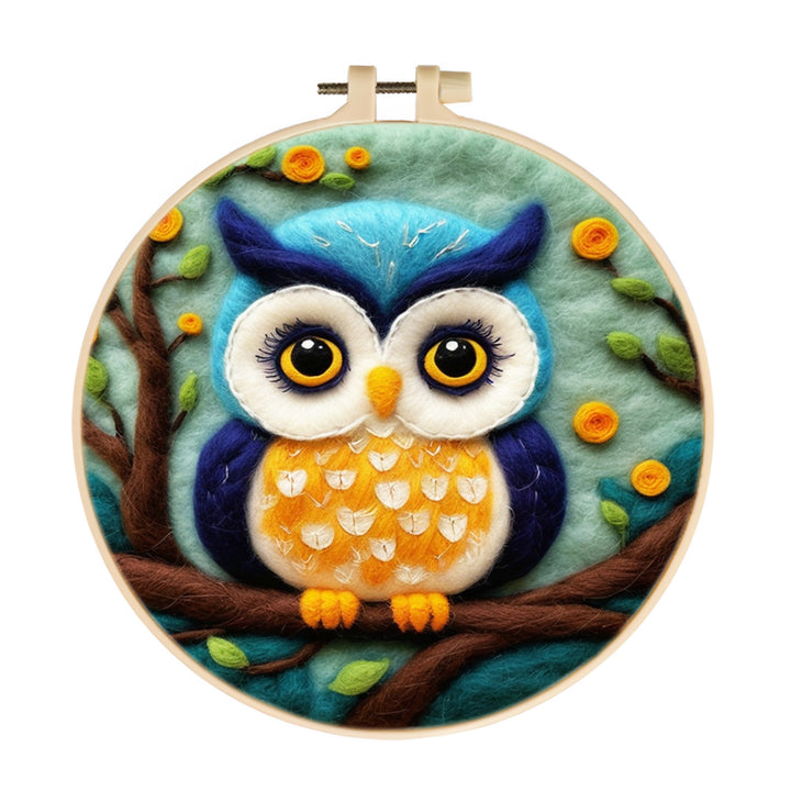 The Owl in the Forest Wool Needle Felting Painting Kit