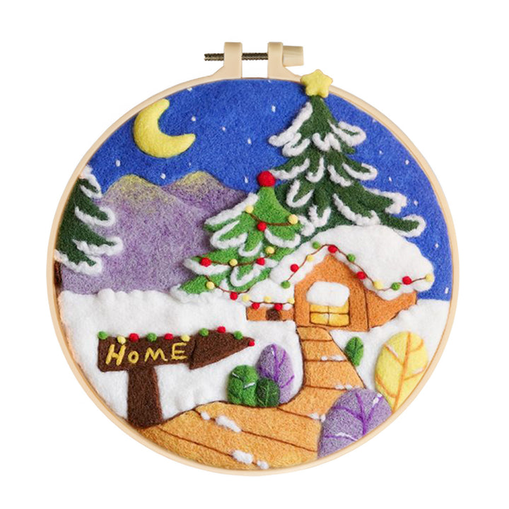 Cottage with "HOME" Sign Wool Needle Felting Painting Kit
