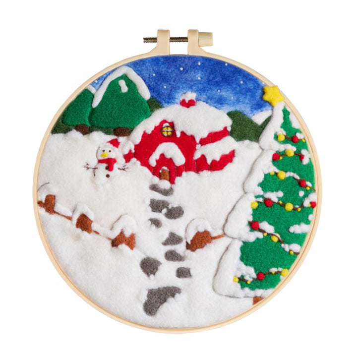 Red House & Snowman Wool Needle Felting Painting Kit