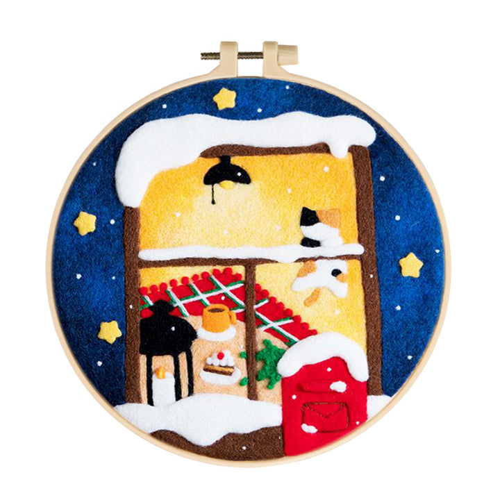 Warm Window at Night Wool Needle Felting Painting Kit