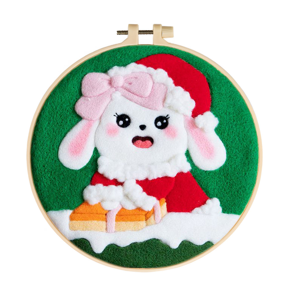 Christmas Bunny Wool Needle Felting Painting Kit