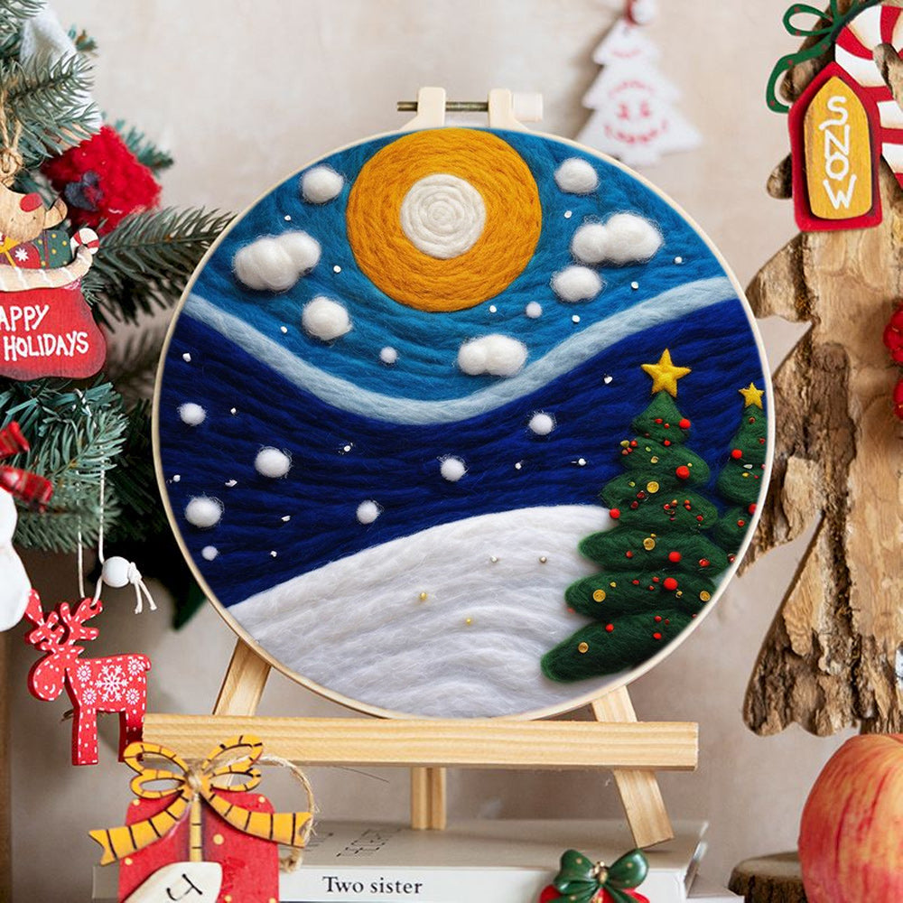 Christmas Tree & Stars Wool Needle Felting Painting Kit