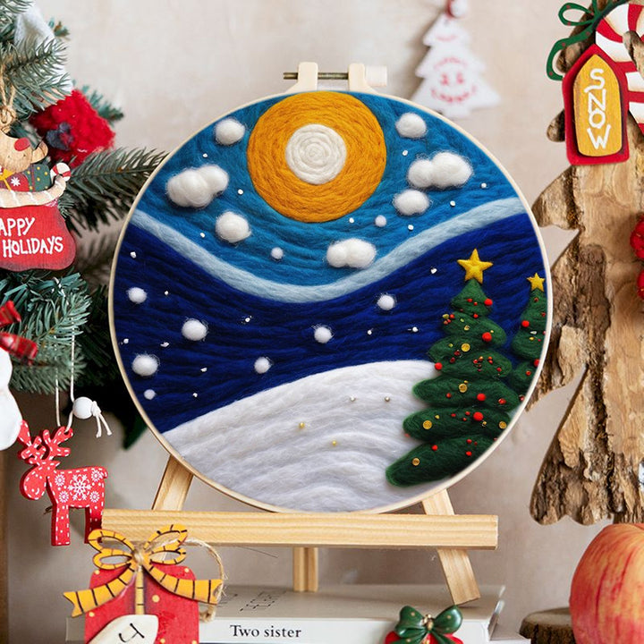Christmas Tree & Stars Wool Needle Felting Painting Kit