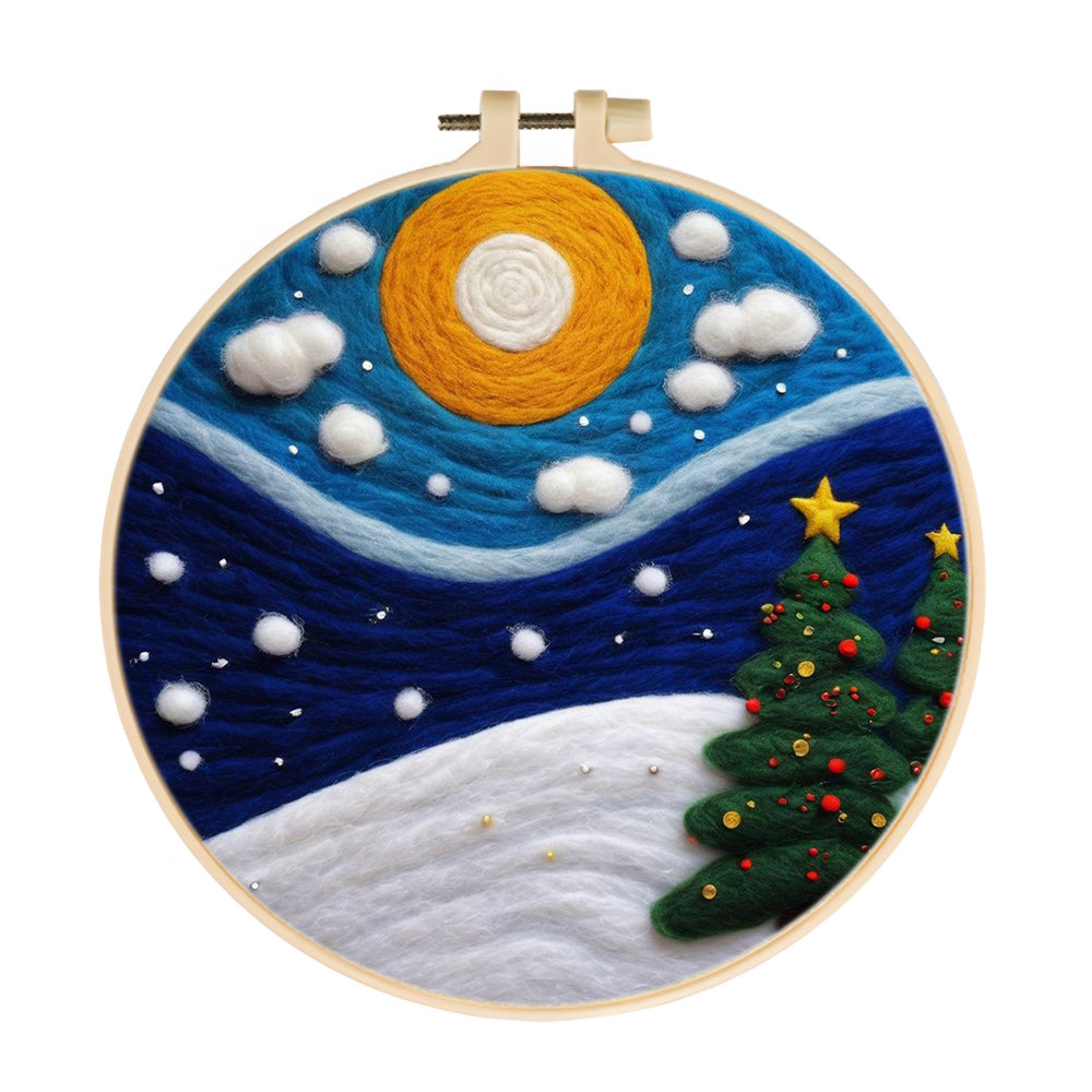 Christmas Tree & Stars Wool Needle Felting Painting Kit