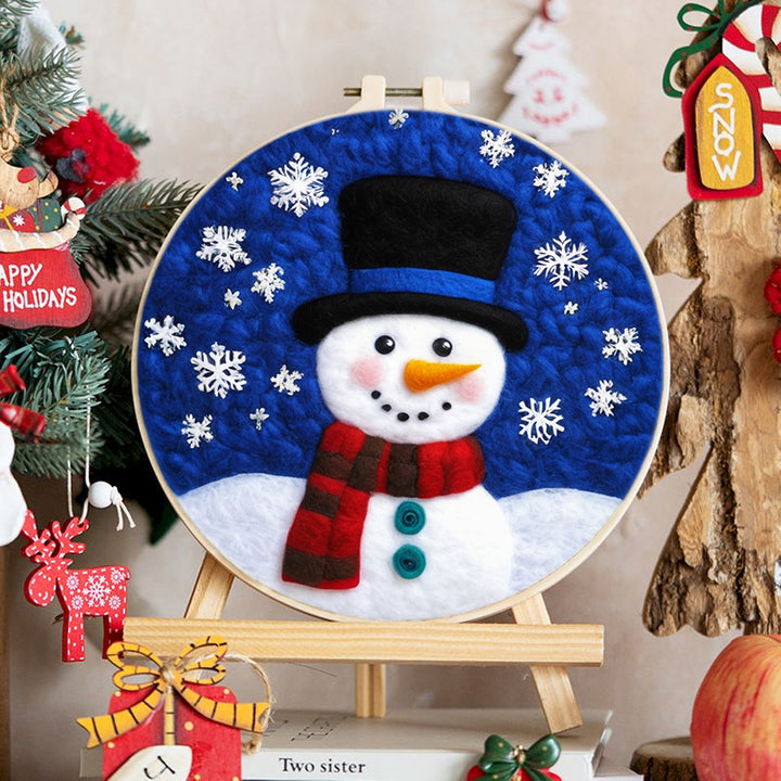 Snowman with Snowflakes Wool Needle Felting Painting Kit