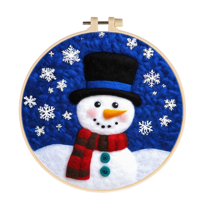 Snowman with Snowflakes Wool Needle Felting Painting Kit