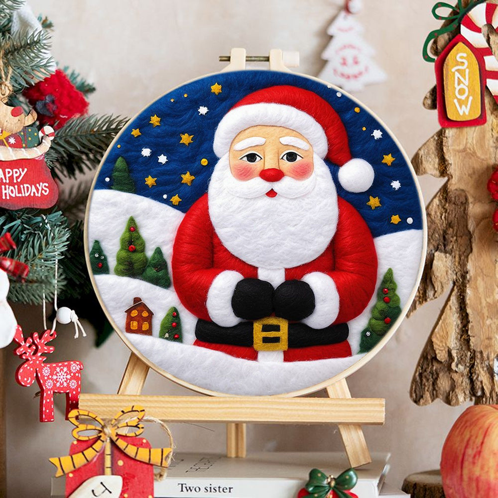 Santa in Starry Sky Wool Needle Felting Painting Kit