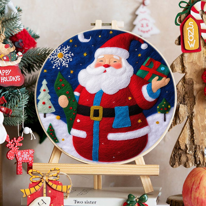 Santa with Gifts Wool Needle Felting Painting Kit