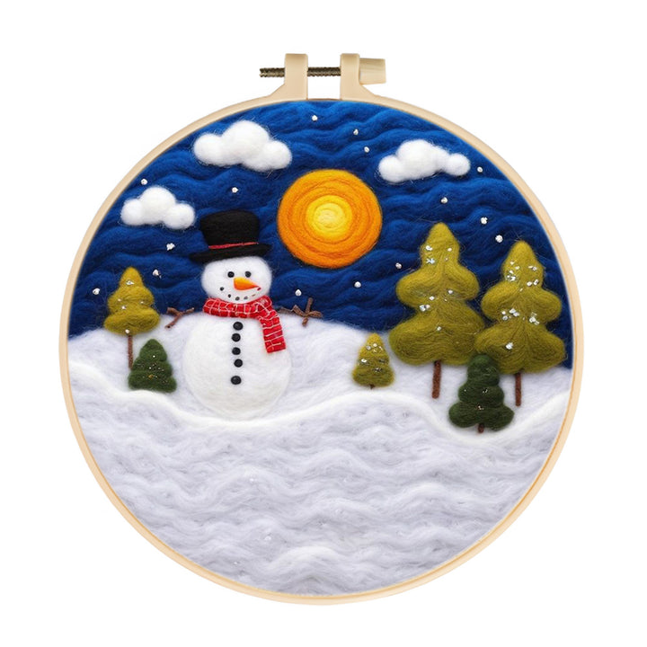 Snowman with Red Scarf Wool Needle Felting Painting Kit