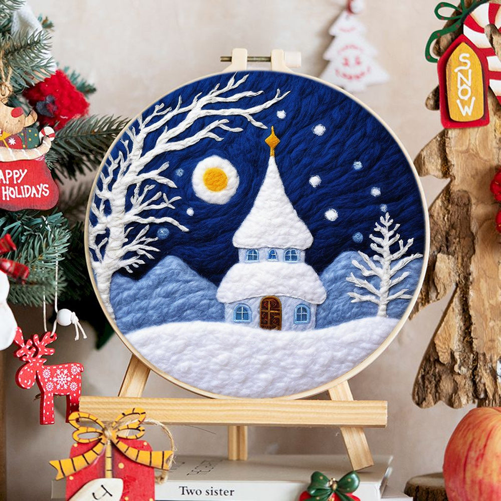 Snow-Capped Cottage Wool Needle Felting Painting Kit