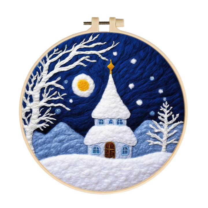Snow-Capped Cottage Wool Needle Felting Painting Kit