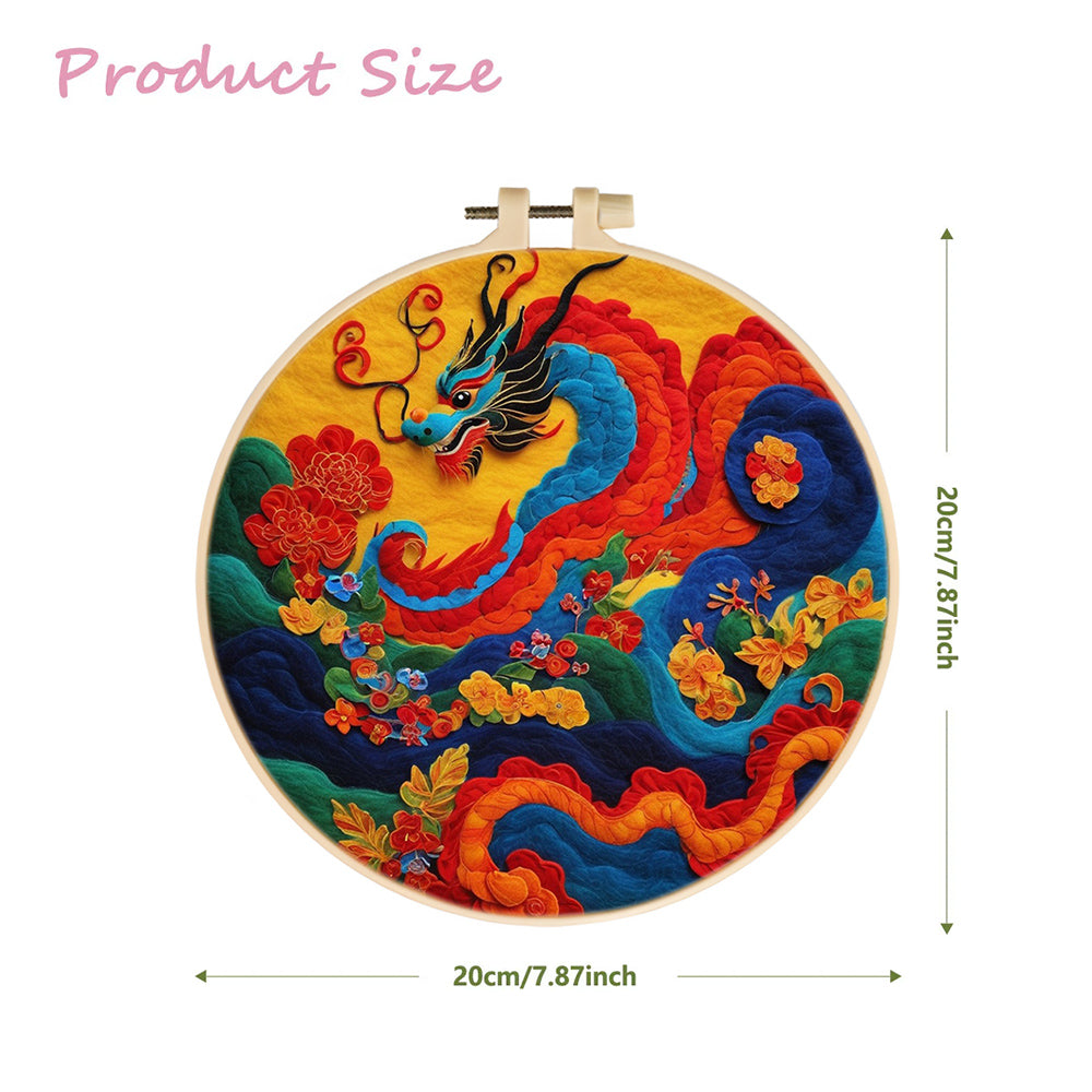 Colorful Loong Soaring among Auspicious Clouds Wool Needle Felting Painting Kit