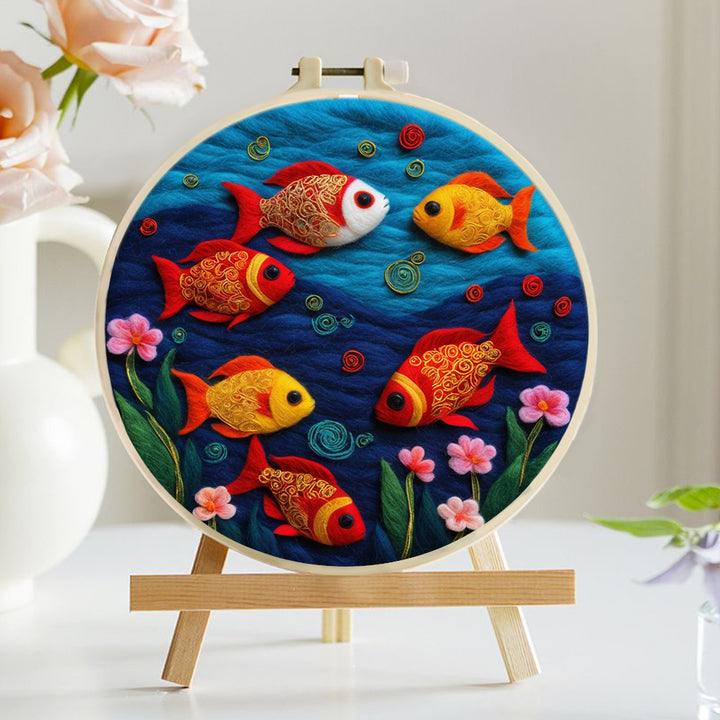 Deep-Sea Golden-Red Fish Wool Needle Felting Painting Kit