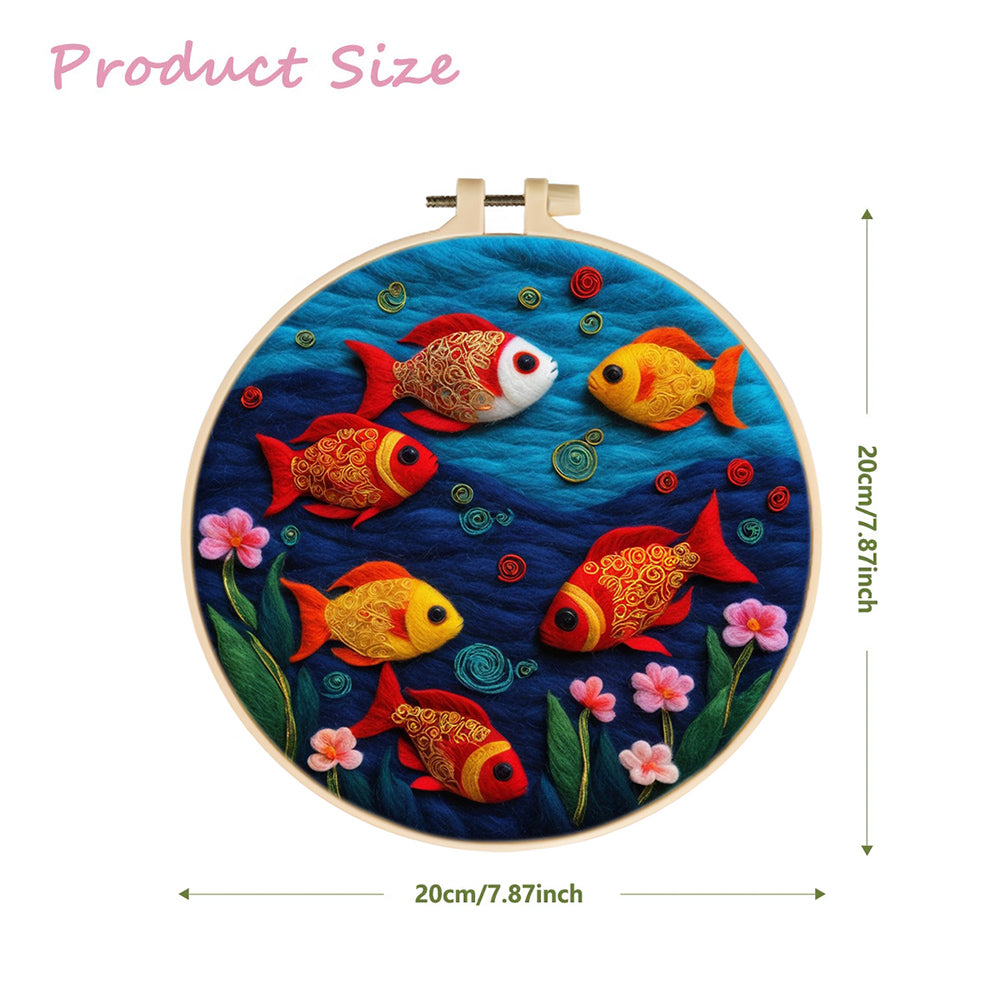 Deep-Sea Golden-Red Fish Wool Needle Felting Painting Kit