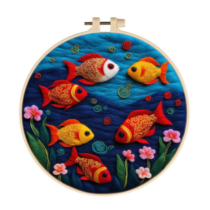 Deep-Sea Golden-Red Fish Wool Needle Felting Painting Kit