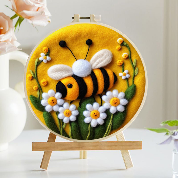 A Bee among Blooming Flowers Wool Needle Felting Painting Kit