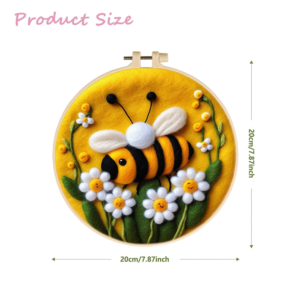 A Bee among Blooming Flowers Wool Needle Felting Painting Kit