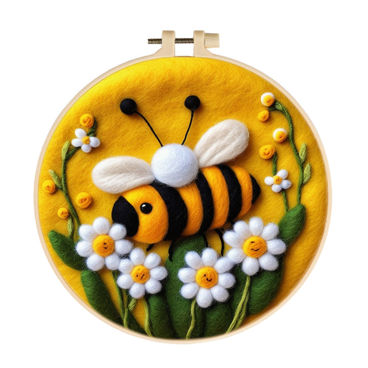 A Bee among Blooming Flowers Wool Needle Felting Painting Kit
