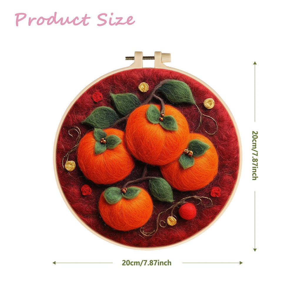 Fiery Red Persimmons Wool Needle Felting Painting Kit