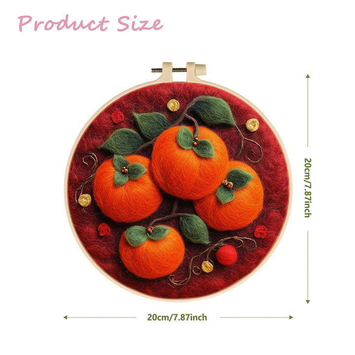Fiery Red Persimmons Wool Needle Felting Painting Kit