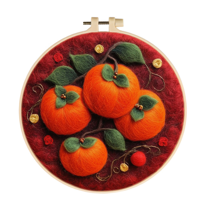 Fiery Red Persimmons Wool Needle Felting Painting Kit