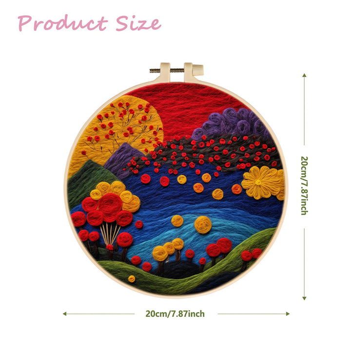 Colorful Sky, Mountains and Flowers Wool Needle Felting Painting Kit