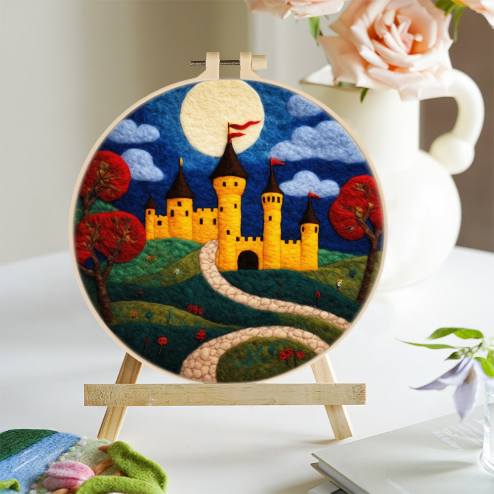 Golden Castle at Night Wool Needle Felting Painting Kit