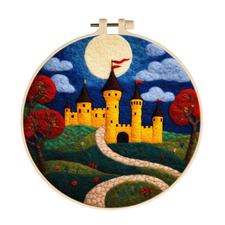 Golden Castle at Night Wool Needle Felting Painting Kit