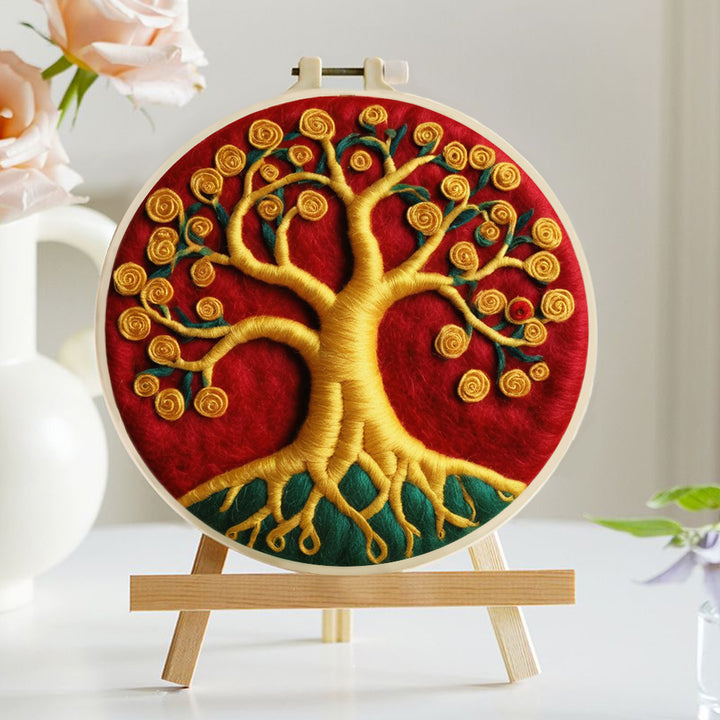 A Dazzling Golden Money Tree Wool Needle Felting Painting Kit