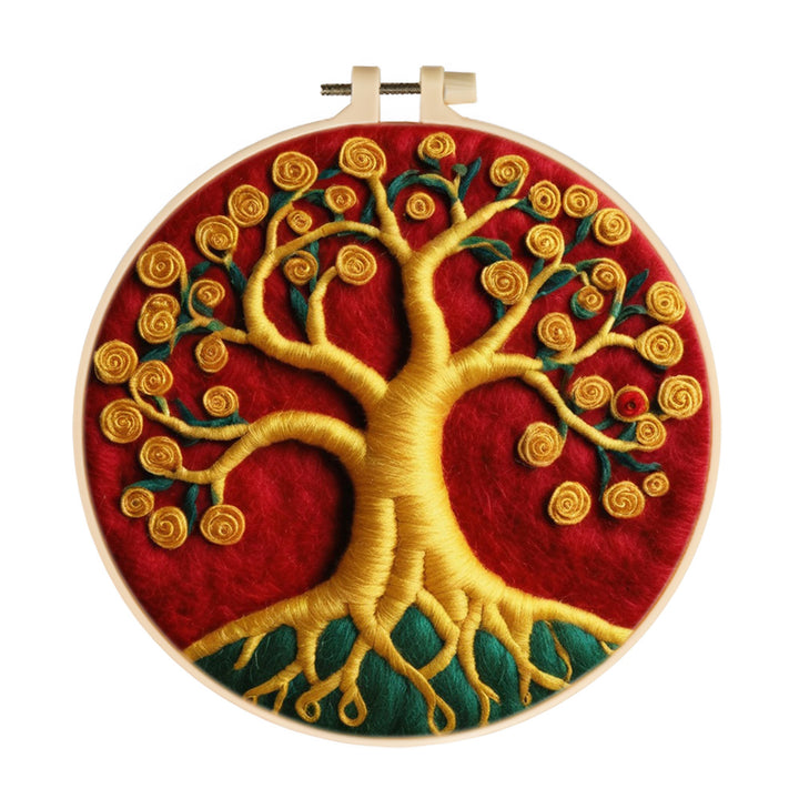 A Dazzling Golden Money Tree Wool Needle Felting Painting Kit