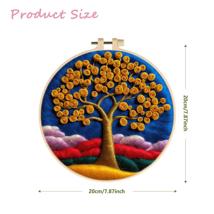 A Golden Rose Tree Wool Needle Felting Painting Kit