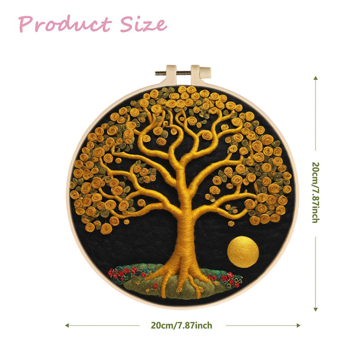 A Golden Rose Tree and The Full Moon Wool Needle Felting Painting Kit