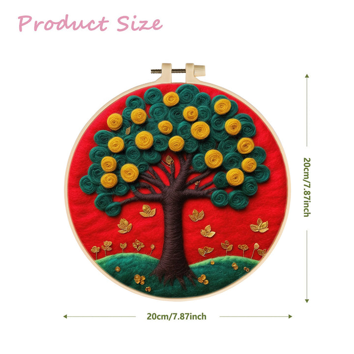 A Green and Golden Flowering Tree Wool Needle Felting Painting Kit