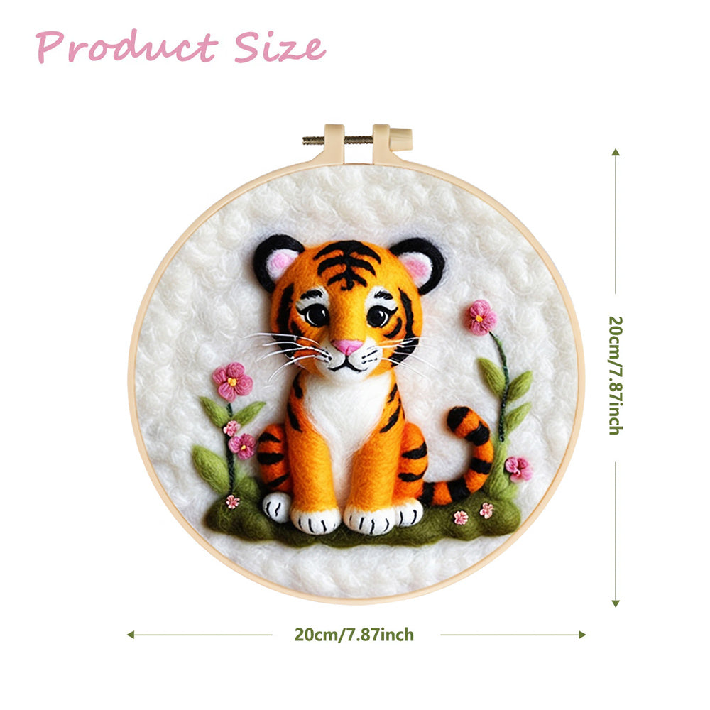 Cute Tiger Cub Sitting Calmly Wool Needle Felting Painting Kit