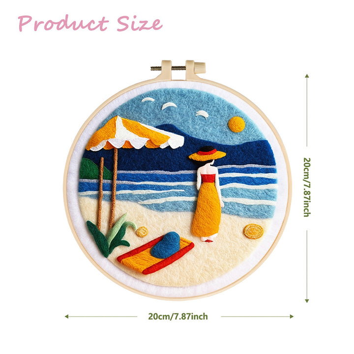 Woman on Vacation at Seaside Wool Needle Felting Painting Kit