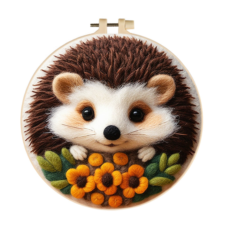 Hedgehog Holding A Flower Wool Needle Felting Painting Kit