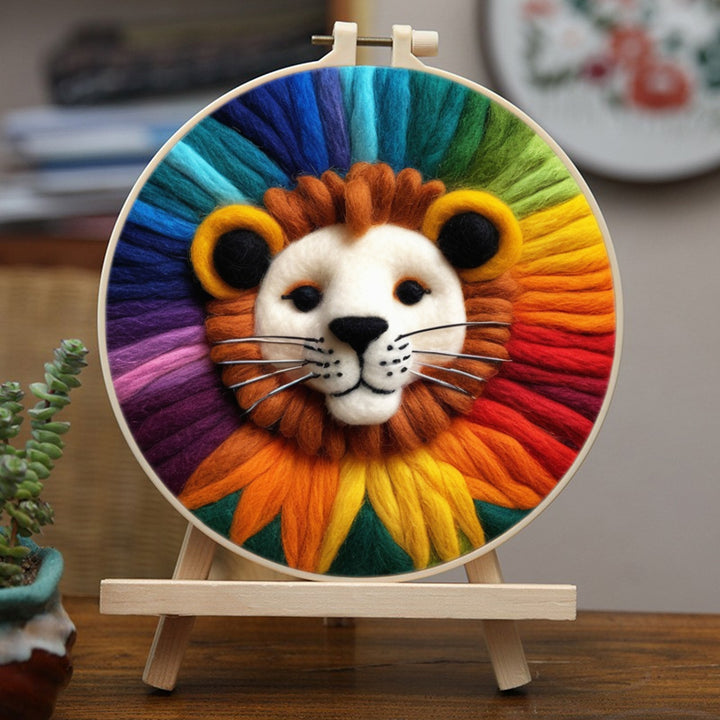 Rainbow Lion Head Wool Needle Felting Painting Kit